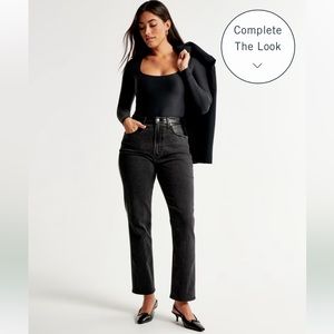 Curve Love Ankle Straight Ultra High Rise Mixed Material Jeans